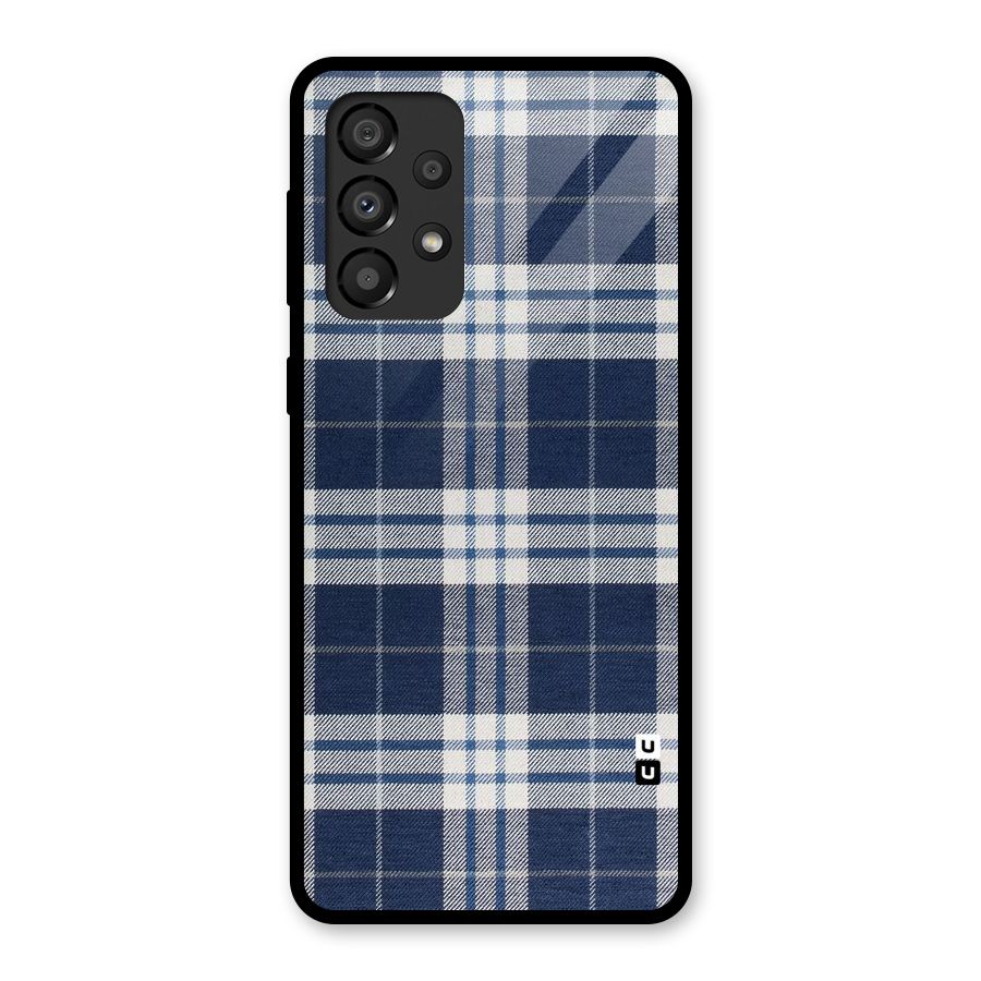 Blue White Check Glass Back Case for Galaxy A33 5G