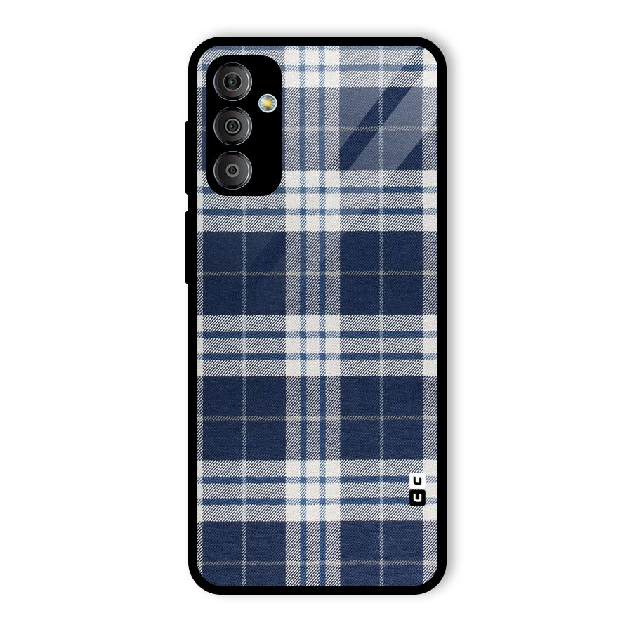 Blue White Check Glass Back Case for Galaxy F23
