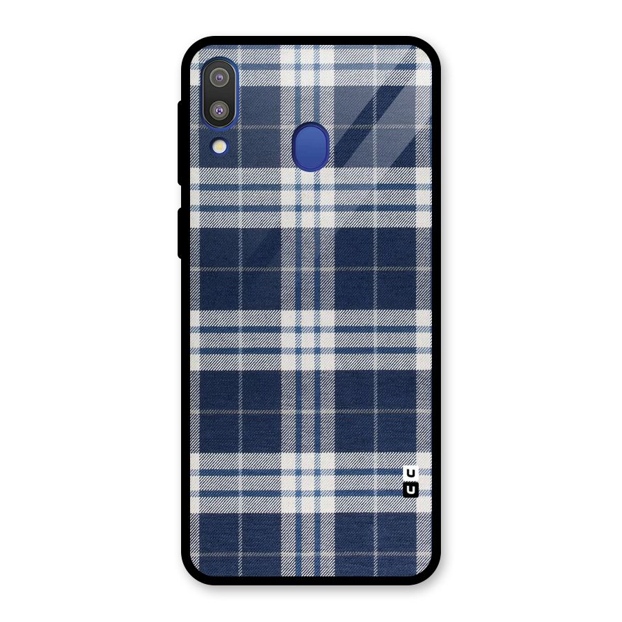 Blue White Check Glass Back Case for Galaxy M20