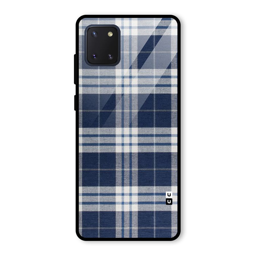 Blue White Check Glass Back Case for Galaxy Note 10 Lite