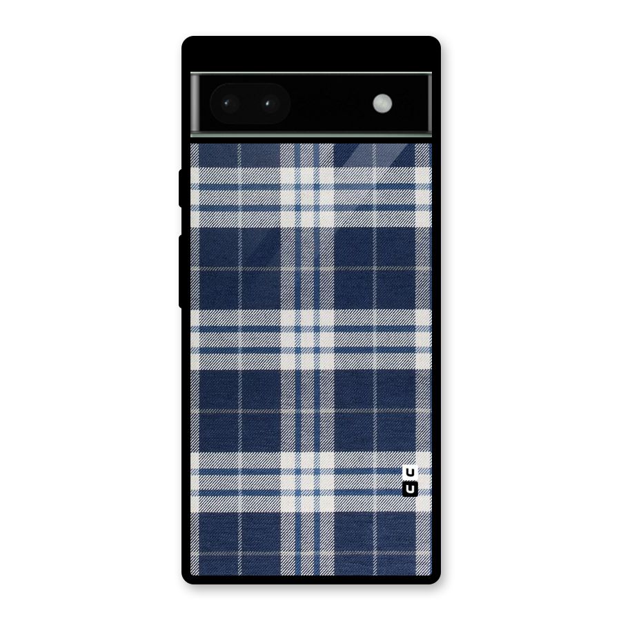 Blue White Check Glass Back Case for Google Pixel 6a