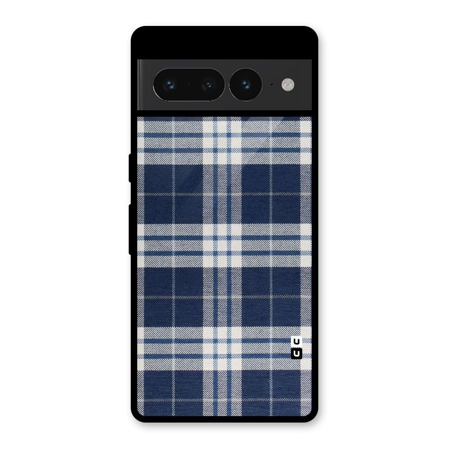 Blue White Check Glass Back Case for Google Pixel 7 Pro