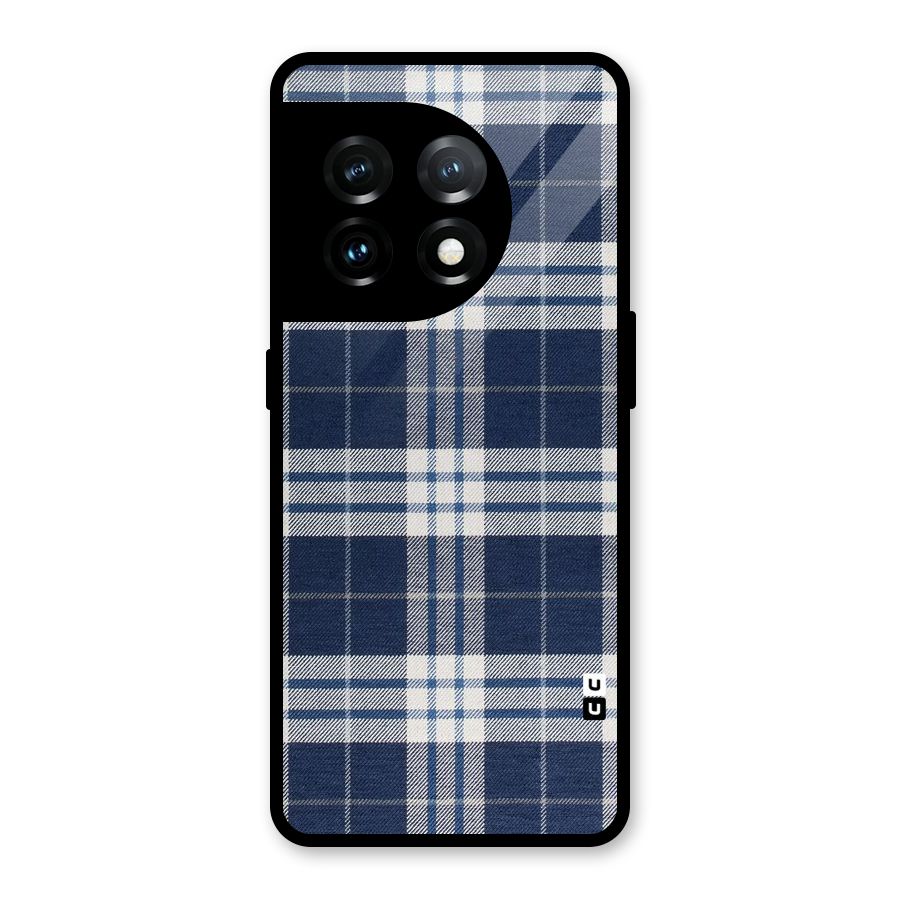 Blue White Check Glass Back Case for OnePlus 11