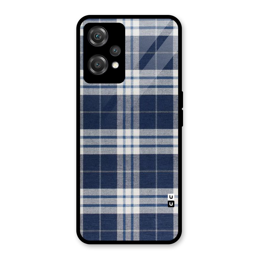 Blue White Check Glass Back Case for OnePlus Nord CE 2 Lite 5G