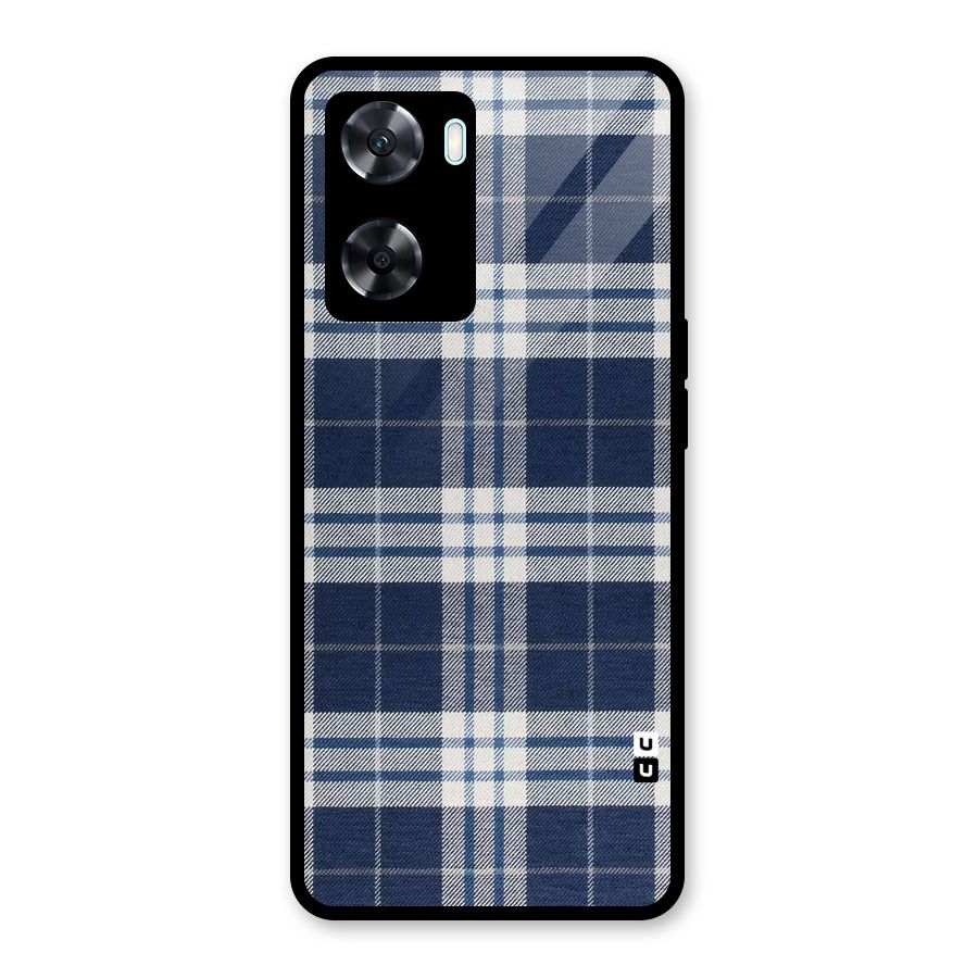 Blue White Check Glass Back Case for Oppo A77
