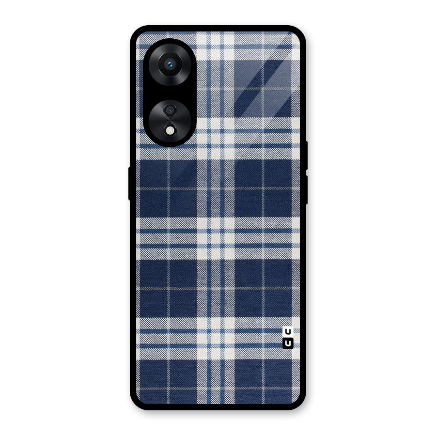Blue White Check Glass Back Case for Oppo A78