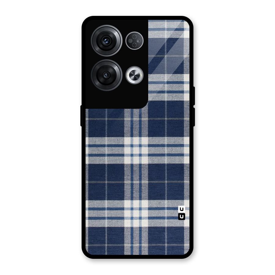 Blue White Check Glass Back Case for Oppo Reno8 Pro 5G
