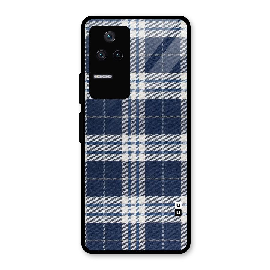 Blue White Check Glass Back Case for Poco F4 5G