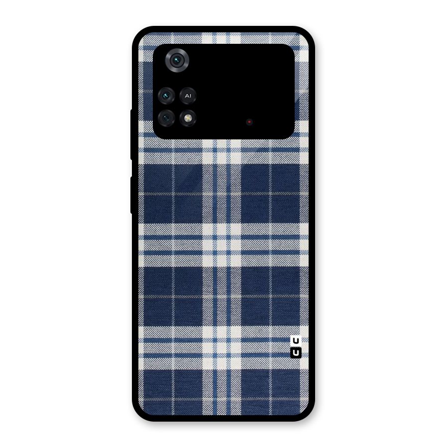 Blue White Check Glass Back Case for Poco M4 Pro 4G