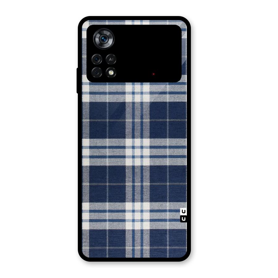 Blue White Check Glass Back Case for Poco X4 Pro 5G