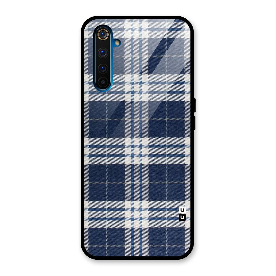 Blue White Check Glass Back Case for Realme 6 Pro