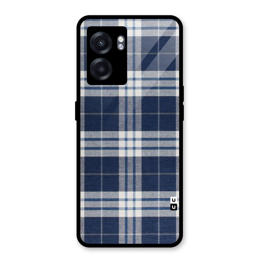 Blue White Check Glass Back Case for Realme Narzo 50 5G