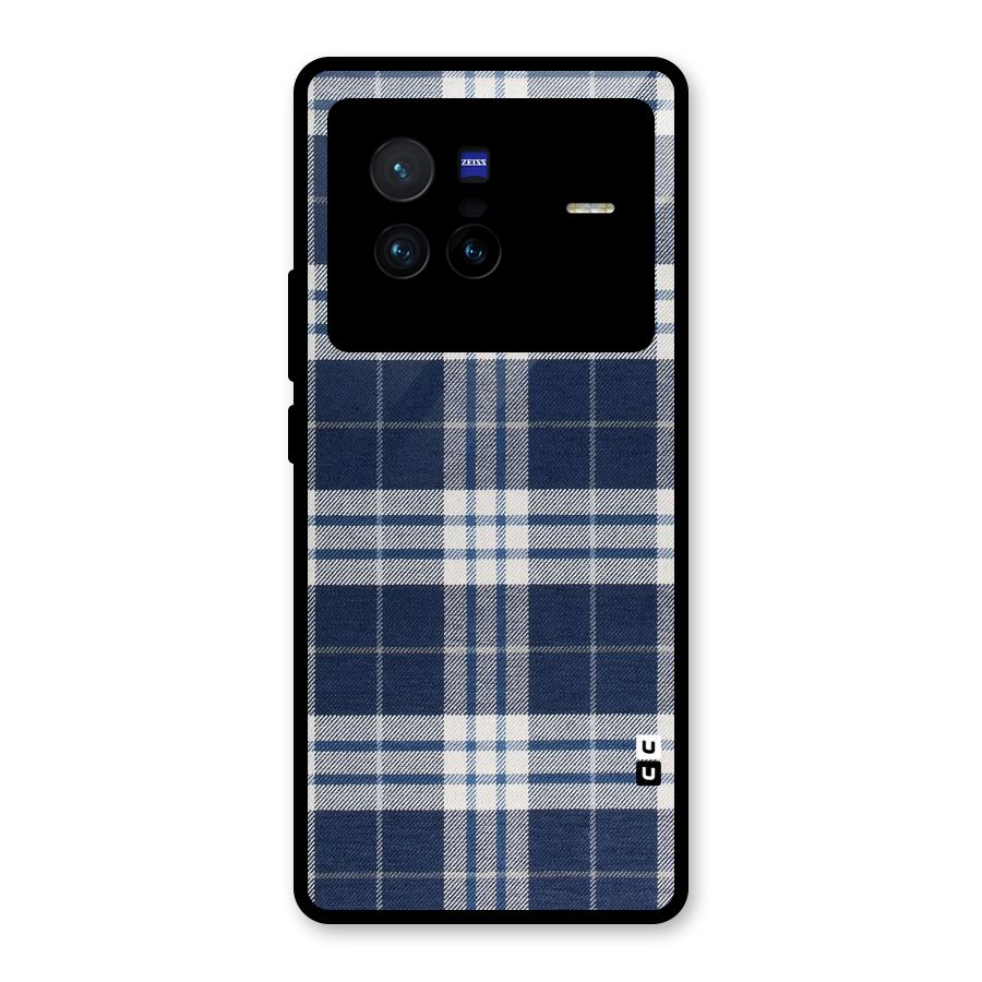 Blue White Check Glass Back Case for Vivo X80