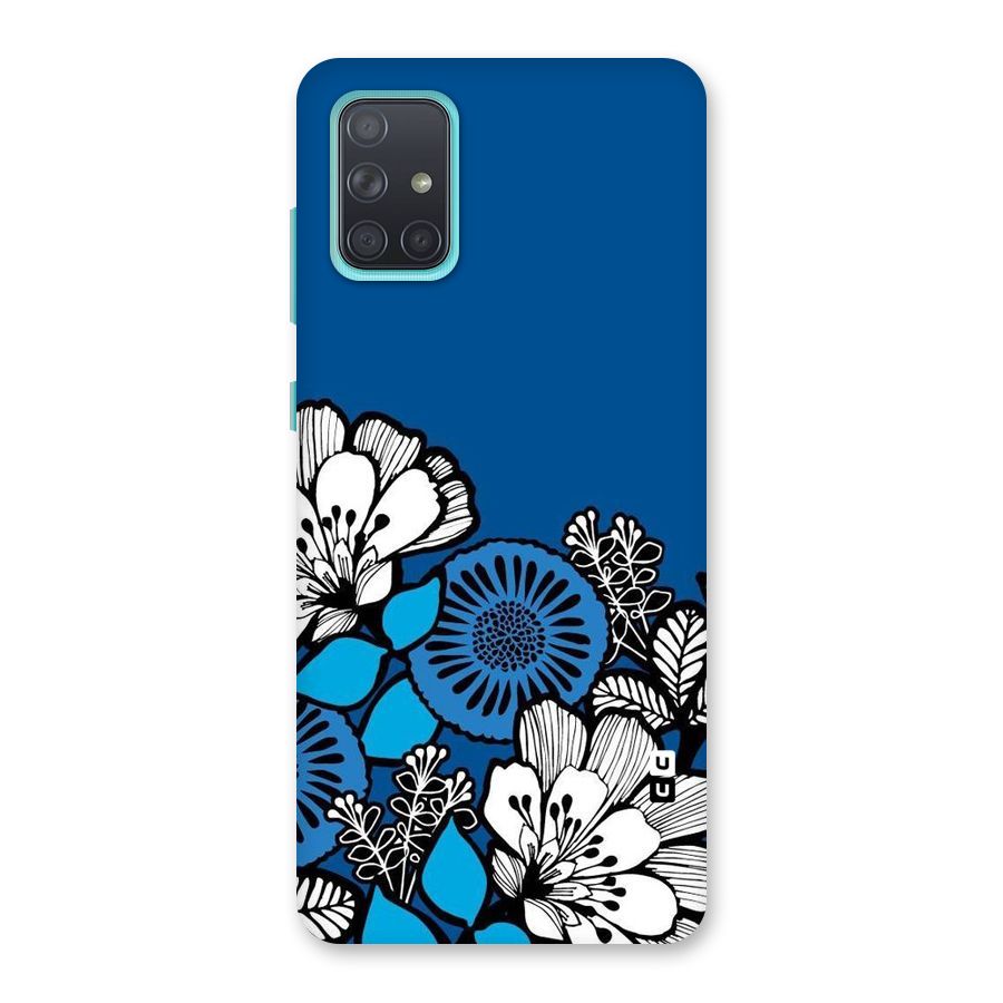 Blue White Flowers Back Case for Galaxy A71