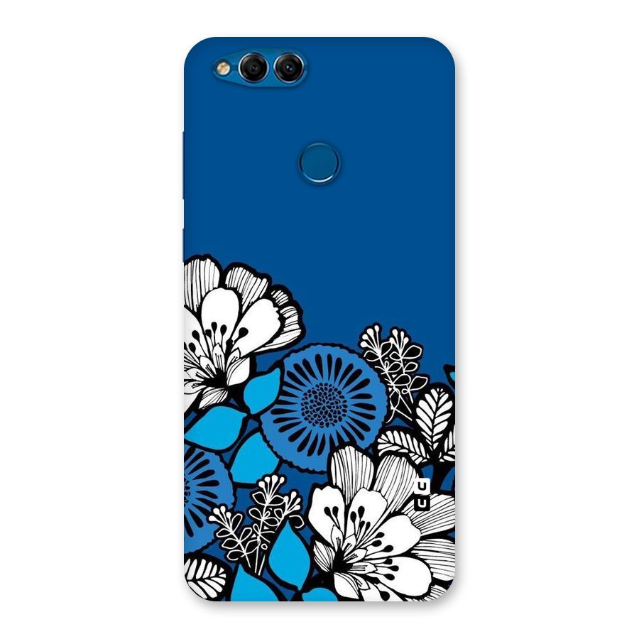 Blue White Flowers Back Case for Honor 7X
