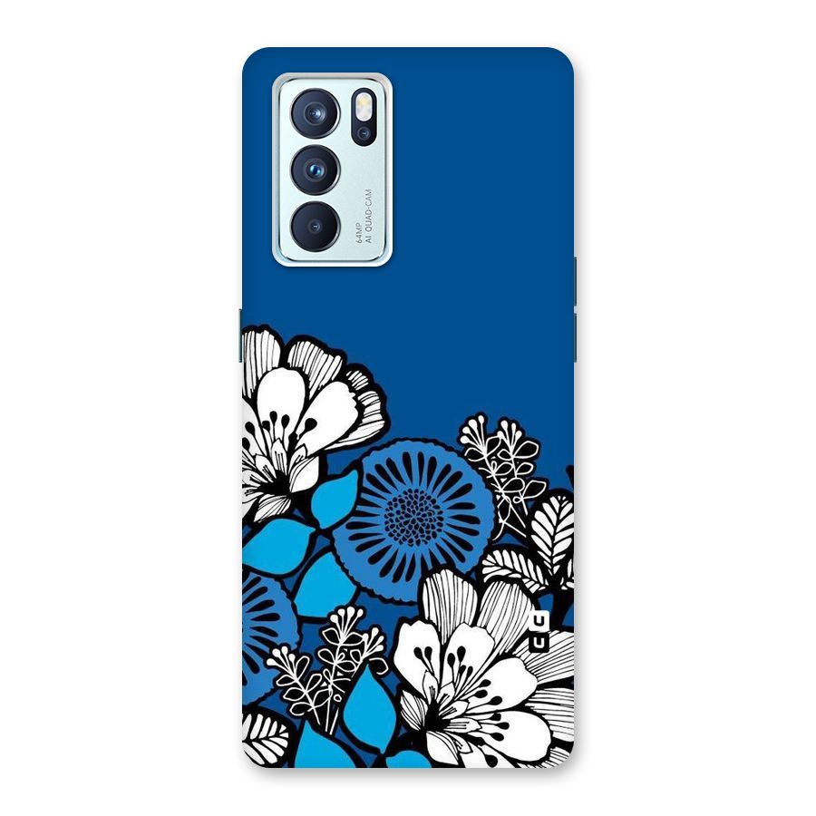 Blue White Flowers Back Case for Oppo Reno6 Pro 5G