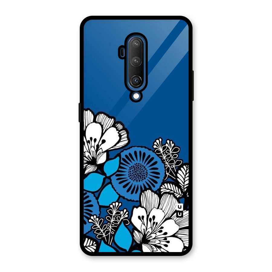 Blue White Flowers Glass Back Case for OnePlus 7T Pro