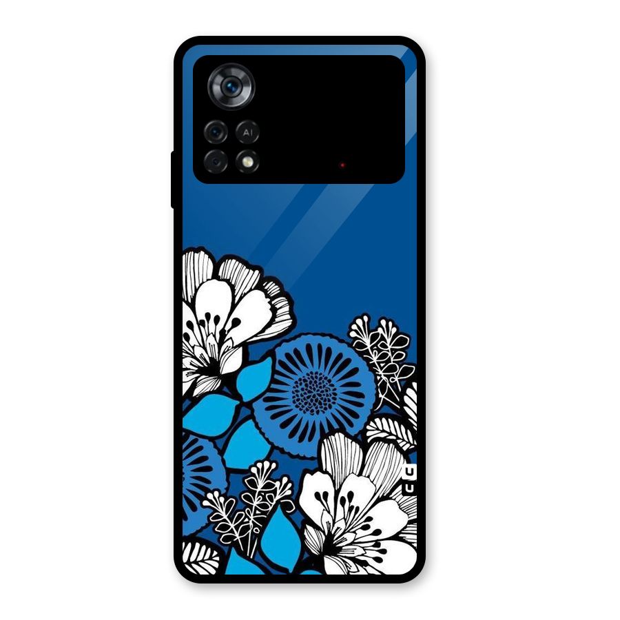 Blue White Flowers Glass Back Case for Poco X4 Pro 5G
