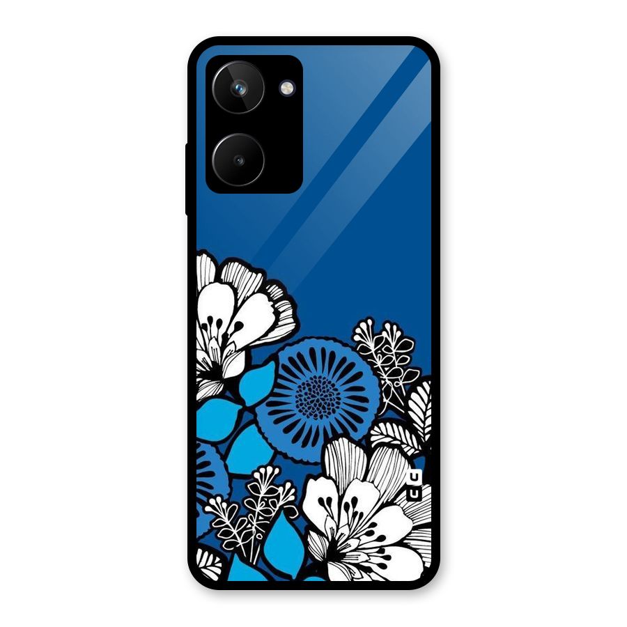 Blue White Flowers Glass Back Case for Realme 10