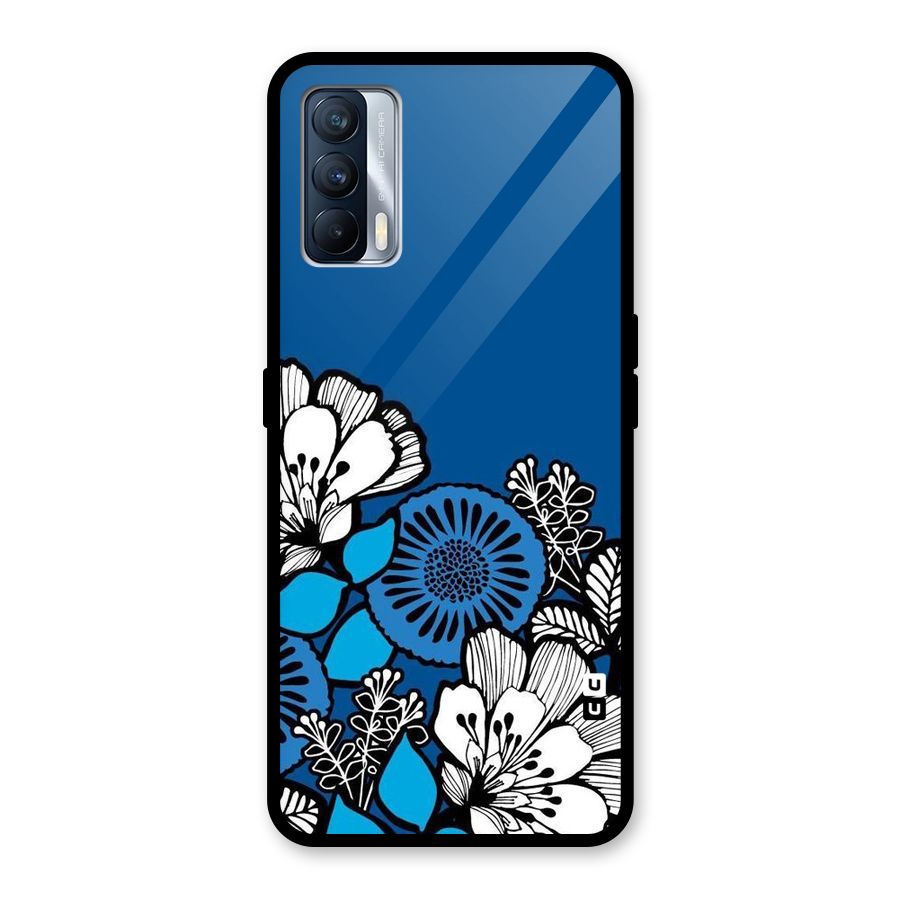 Blue White Flowers Glass Back Case for Realme X7