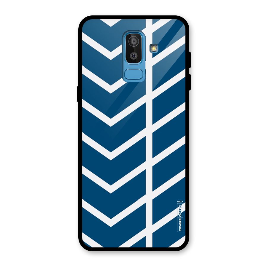 Blue White Pattern Glass Back Case for Galaxy J8