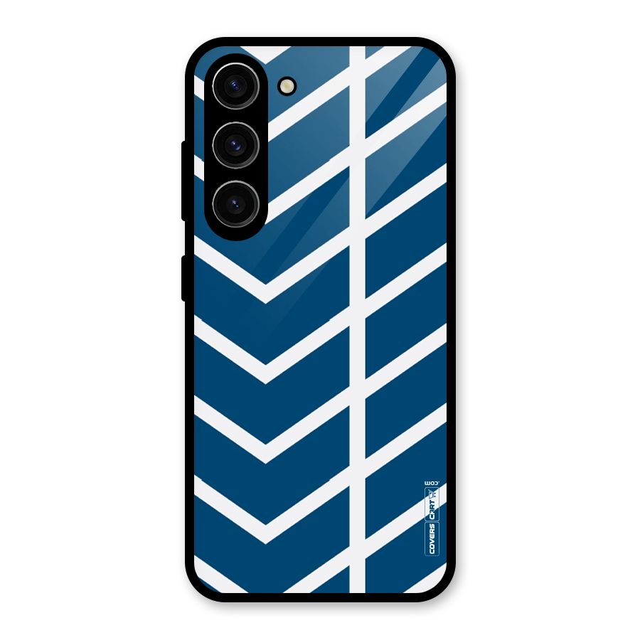 Blue White Pattern Glass Back Case for Galaxy S23
