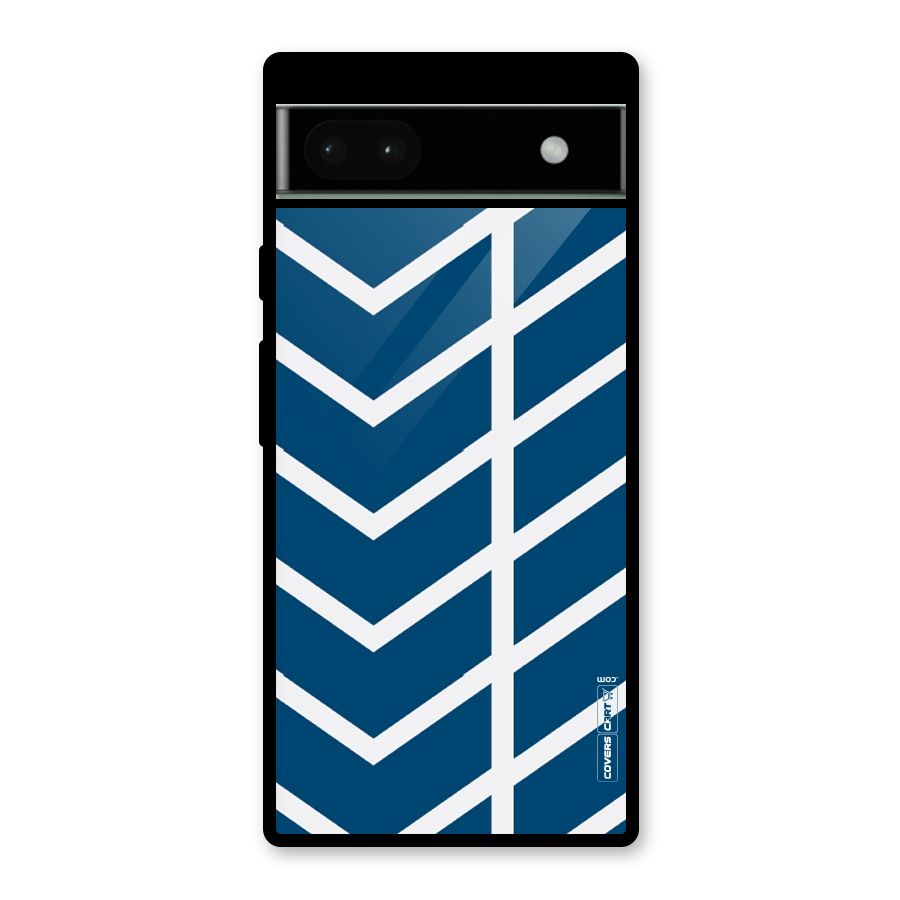 Blue White Pattern Glass Back Case for Google Pixel 6a
