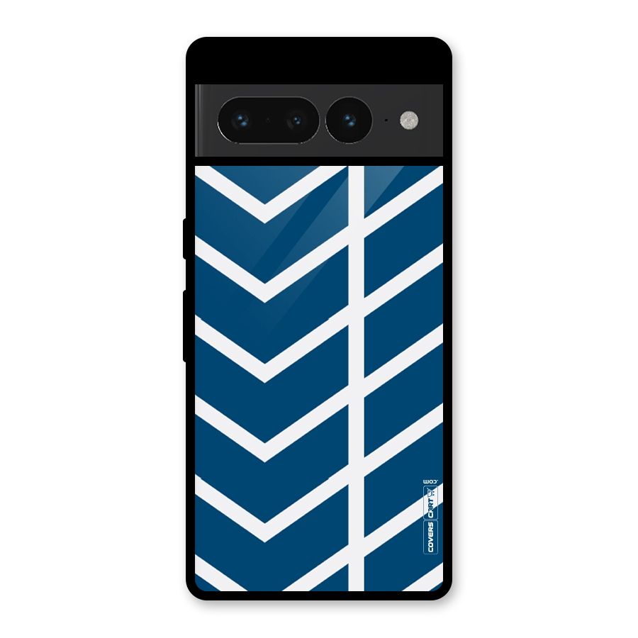 Blue White Pattern Glass Back Case for Google Pixel 7 Pro