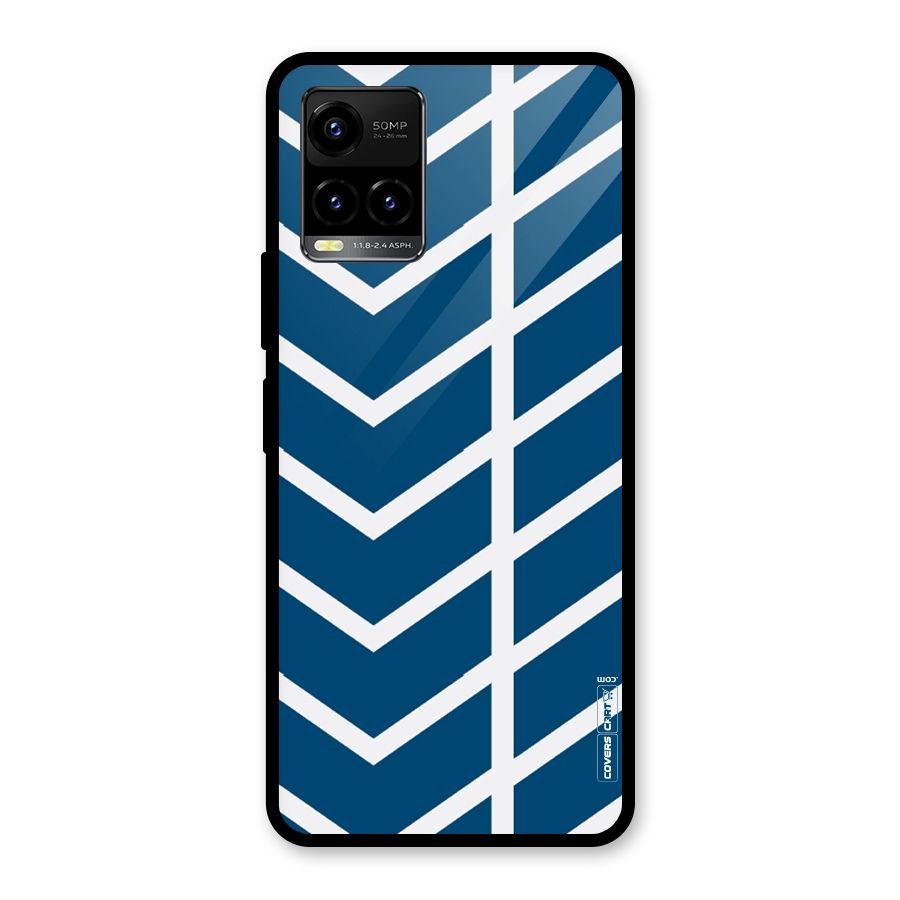 Blue White Pattern Glass Back Case for Vivo Y21A