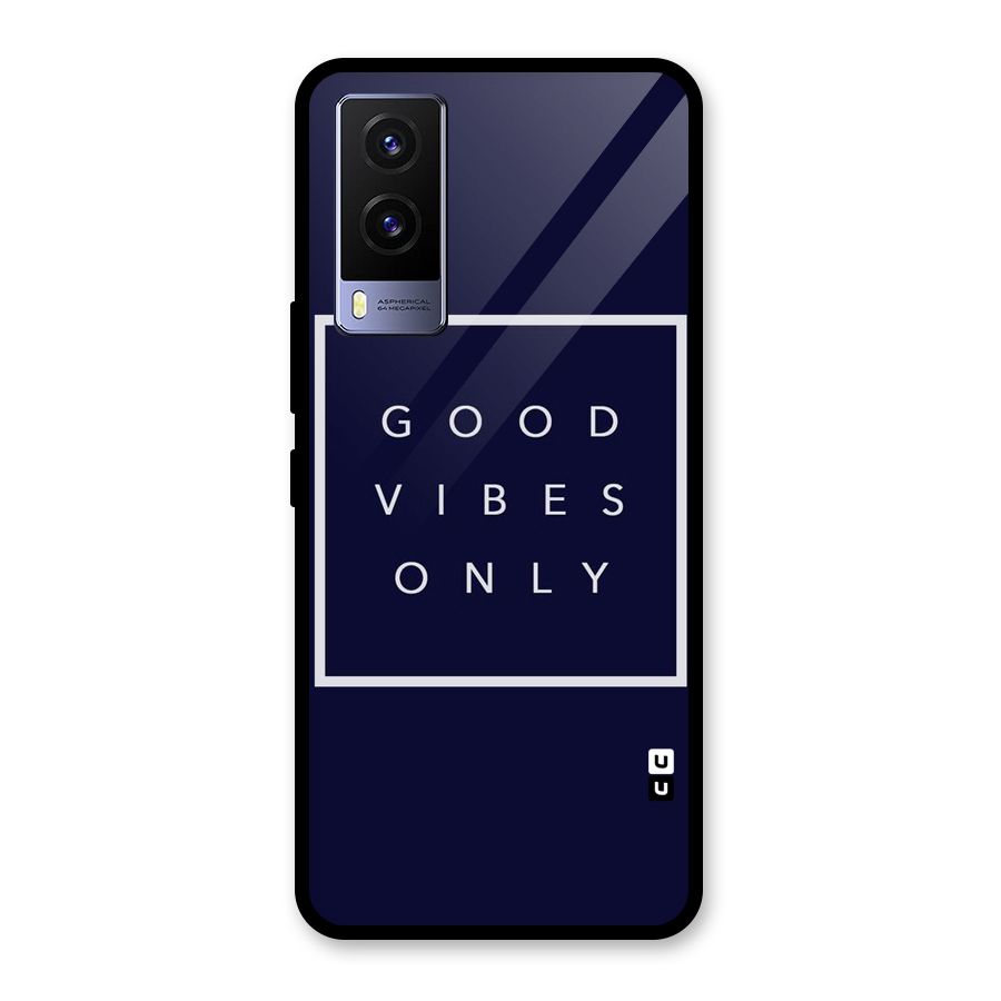 Blue White Vibes Glass Back Case for Vivo V21e 5G