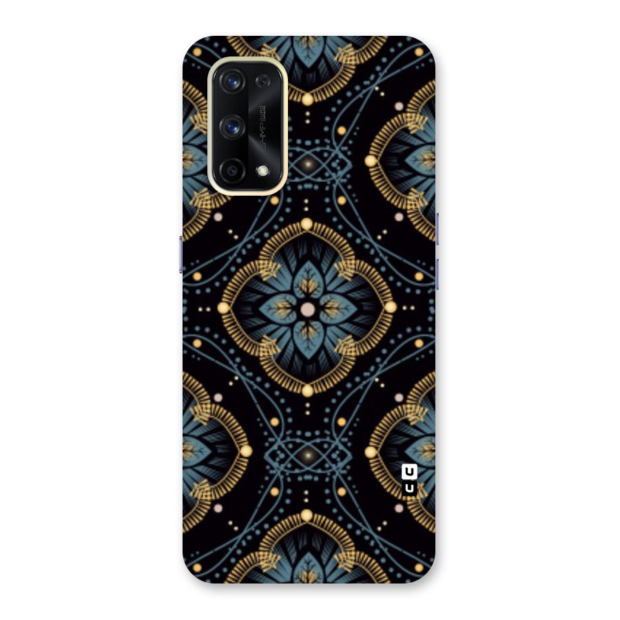 Blue With Black Flower Glass Back Case for Realme X7 Pro