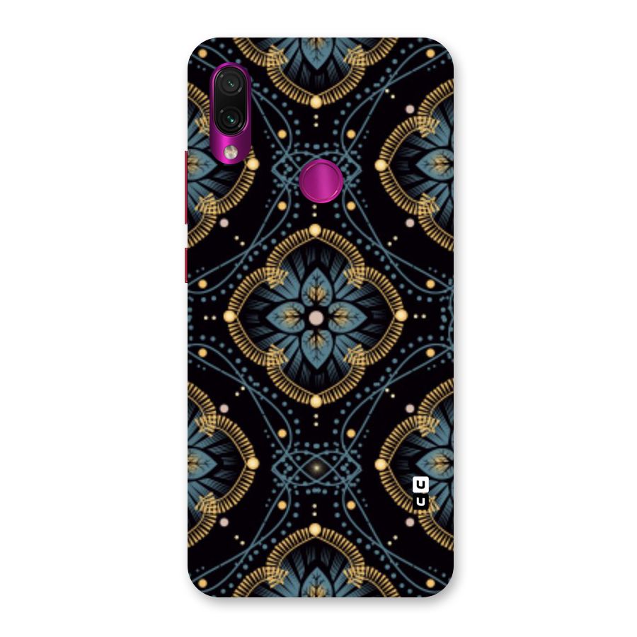 Blue With Black Flower Back Case for Redmi Note 7 Pro