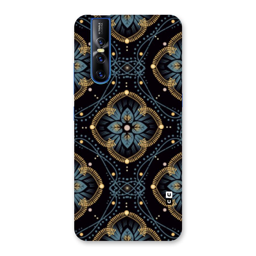 Blue With Black Flower Back Case for Vivo V15 Pro