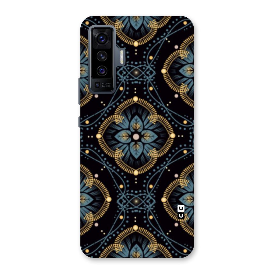 Blue With Black Flower Back Case for Vivo X50