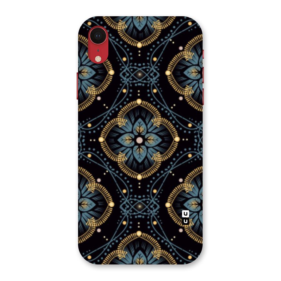 Blue With Black Flower Back Case for iPhone XR