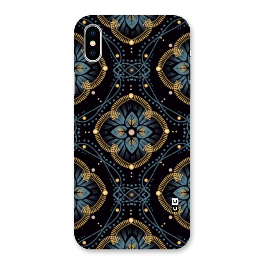 Blue With Black Flower Back Case for iPhone XS