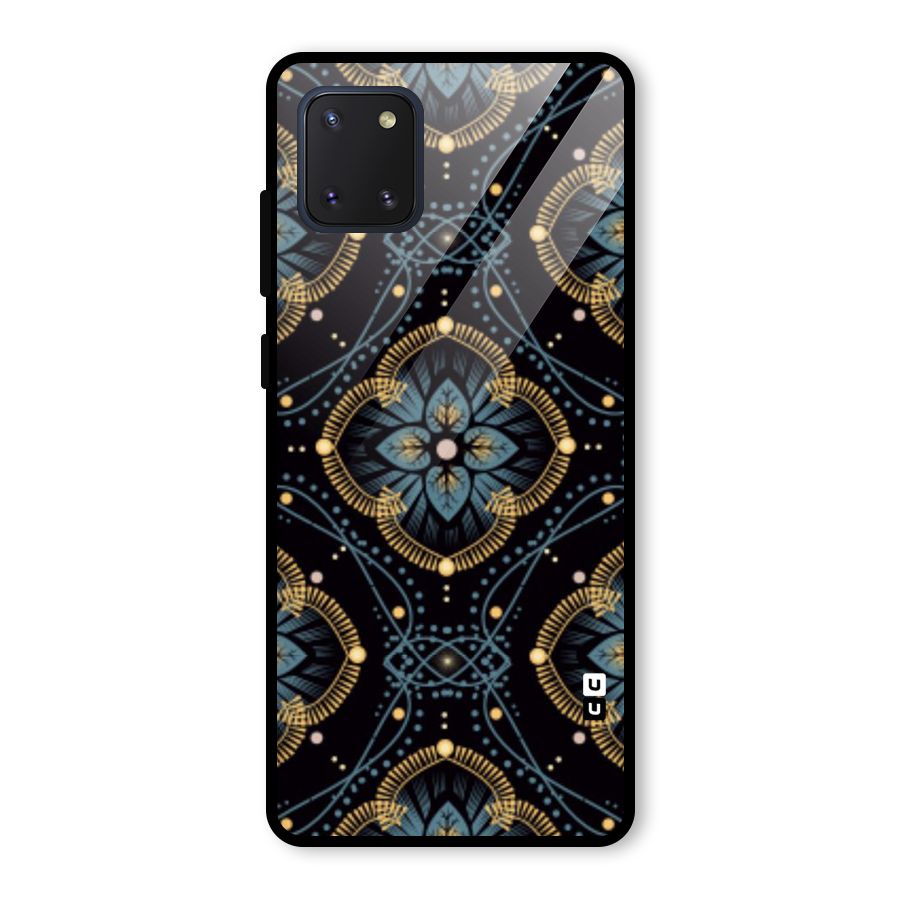 Blue With Black Flower Glass Back Case for Galaxy Note 10 Lite