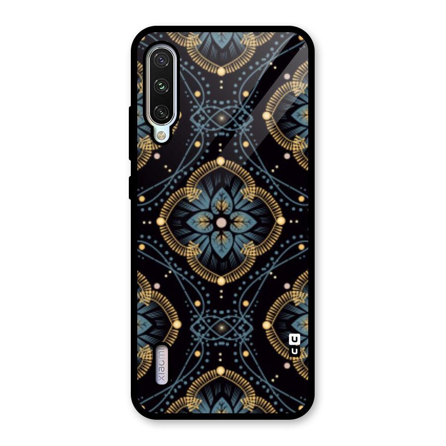Blue With Black Flower Glass Back Case for Mi A3