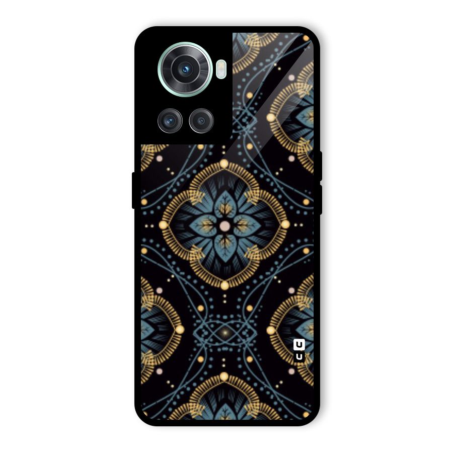 Blue With Black Flower Glass Back Case for OnePlus 10R