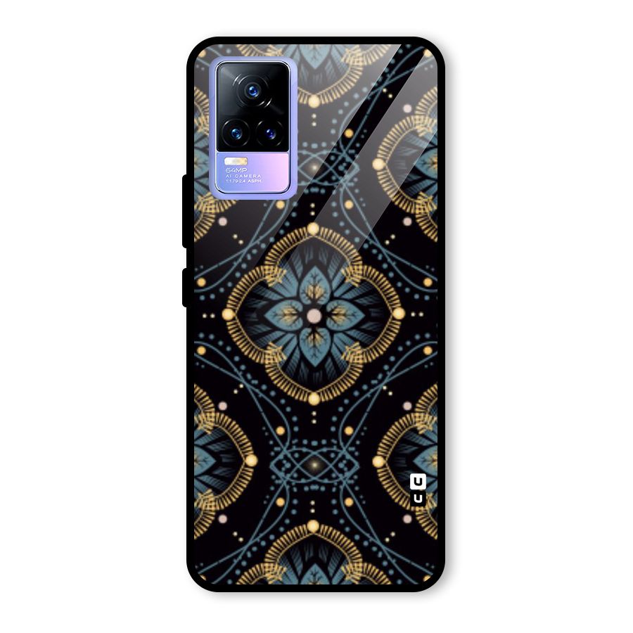 Blue With Black Flower Glass Back Case for Vivo Y73