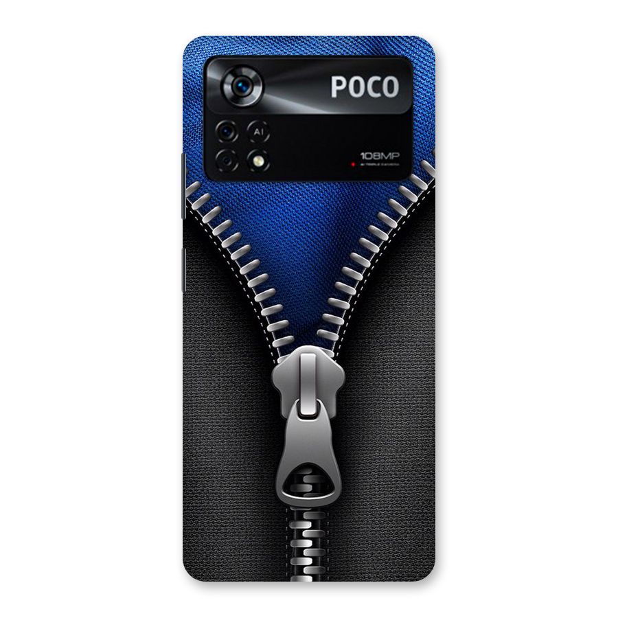 Blue Zipper Back Case for Poco X4 Pro 5G