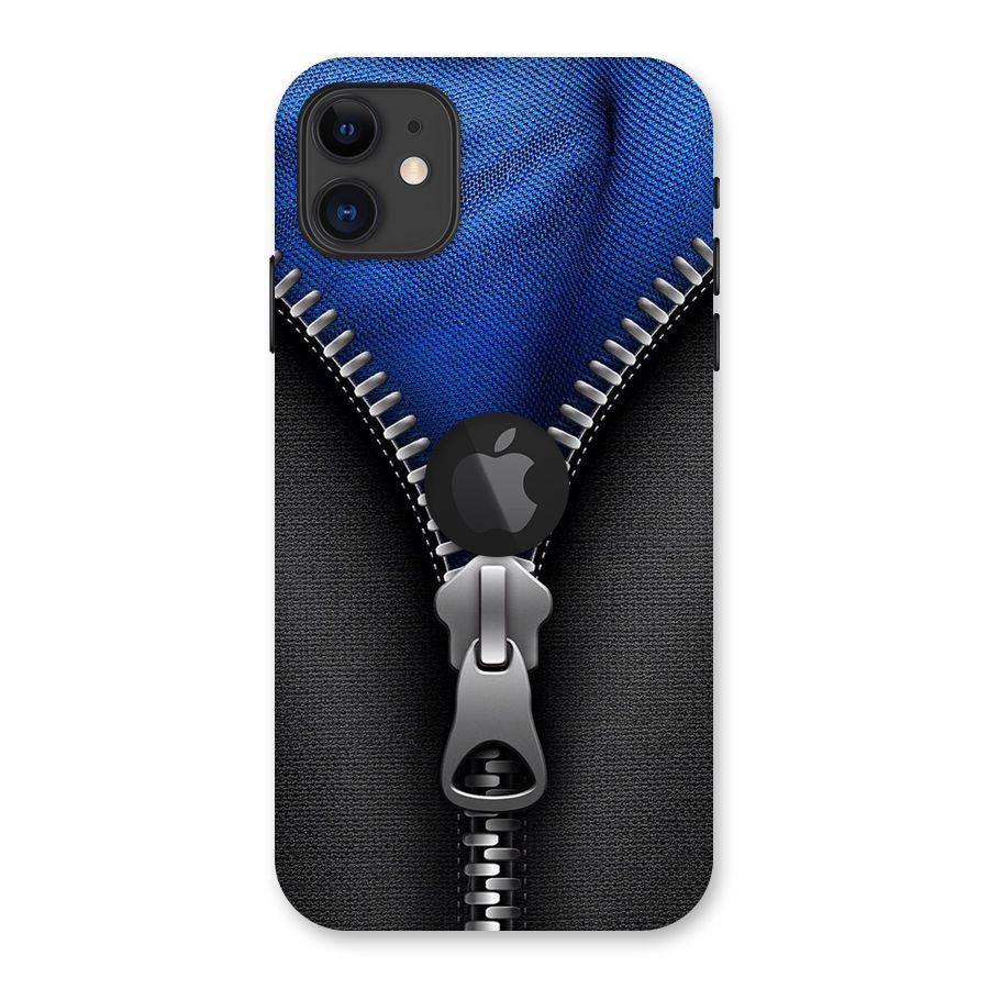 Blue Zipper Back Case for iPhone 11 Logo Cut