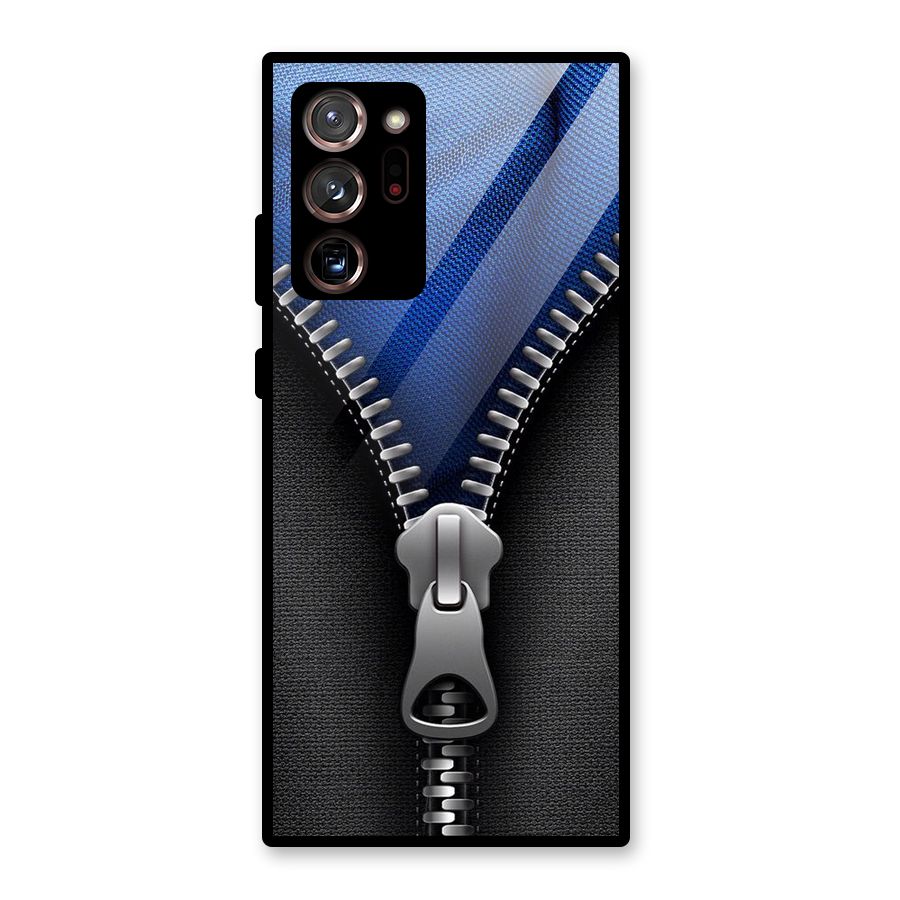 Blue Zipper Glass Back Case for Galaxy Note 20 Ultra 5G