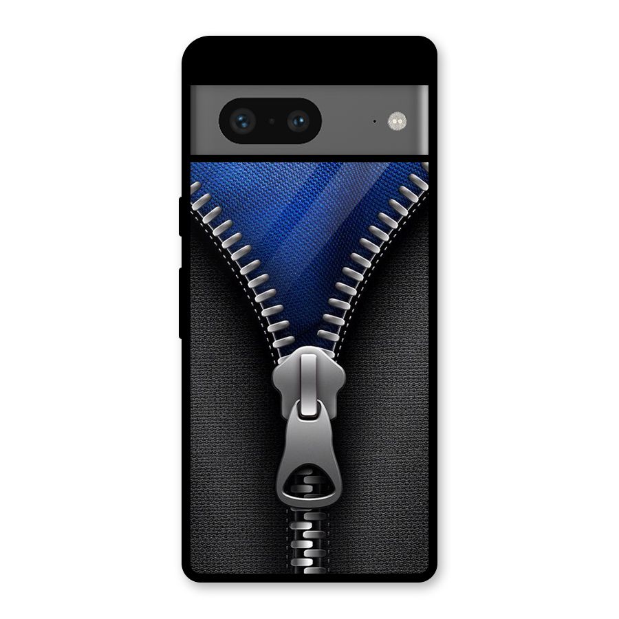 Blue Zipper Glass Back Case for Google Pixel 7