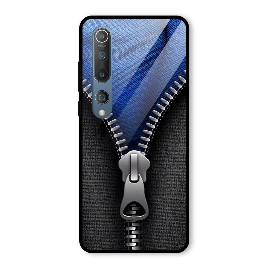 Blue Zipper Glass Back Case for Mi 10