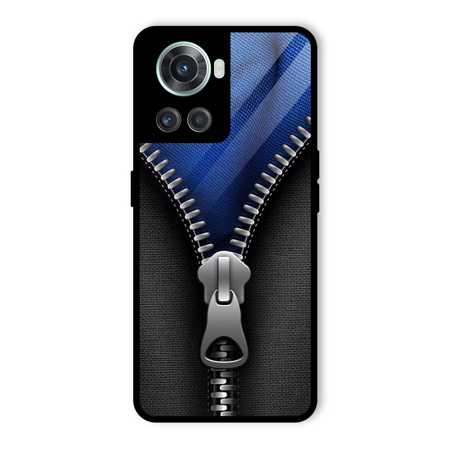 Blue Zipper Glass Back Case for OnePlus 10R