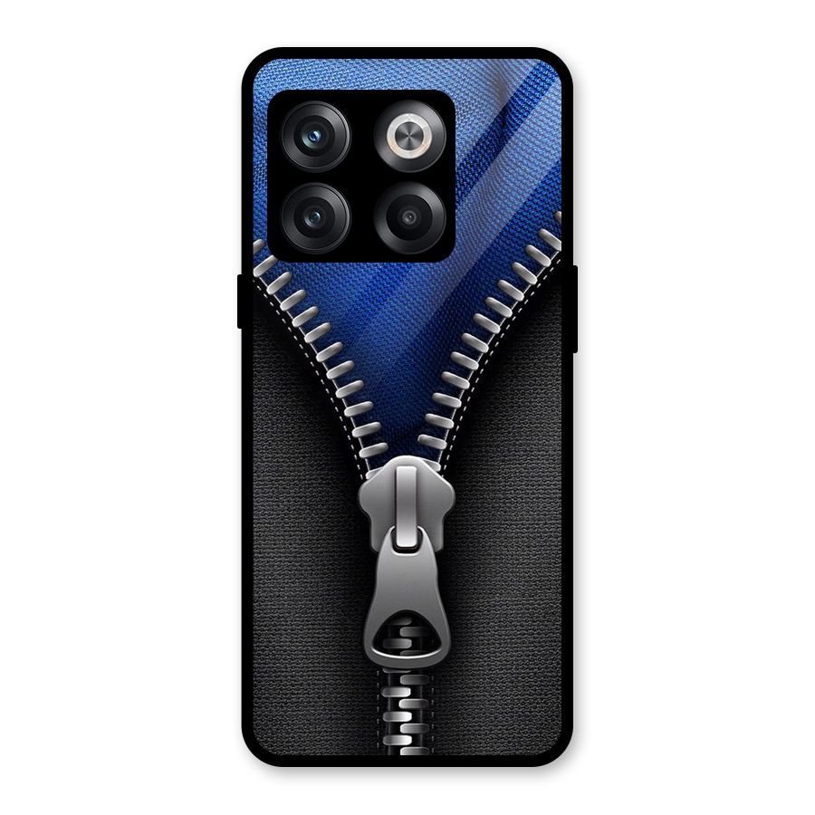 Blue Zipper Glass Back Case for OnePlus 10T