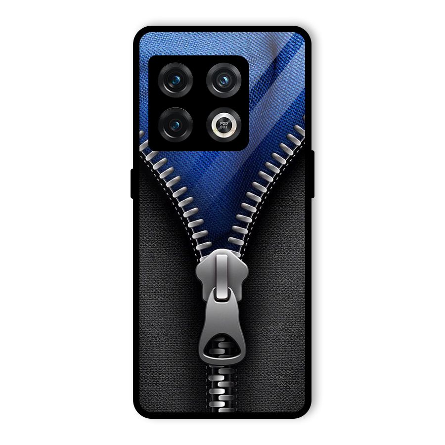 Blue Zipper Glass Back Case for OnePlus 10 Pro 5G