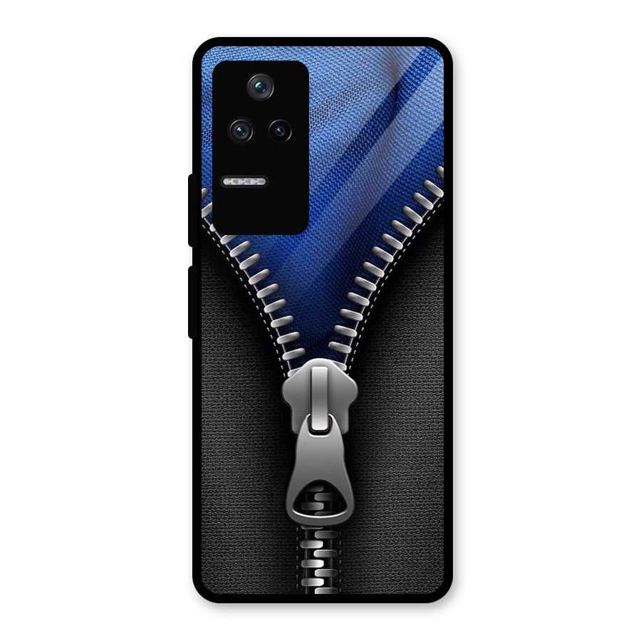Blue Zipper Glass Back Case for Poco F4 5G