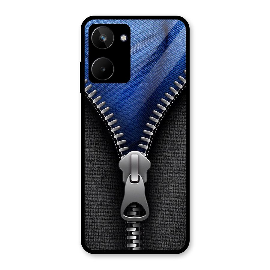 Blue Zipper Glass Back Case for Realme 10